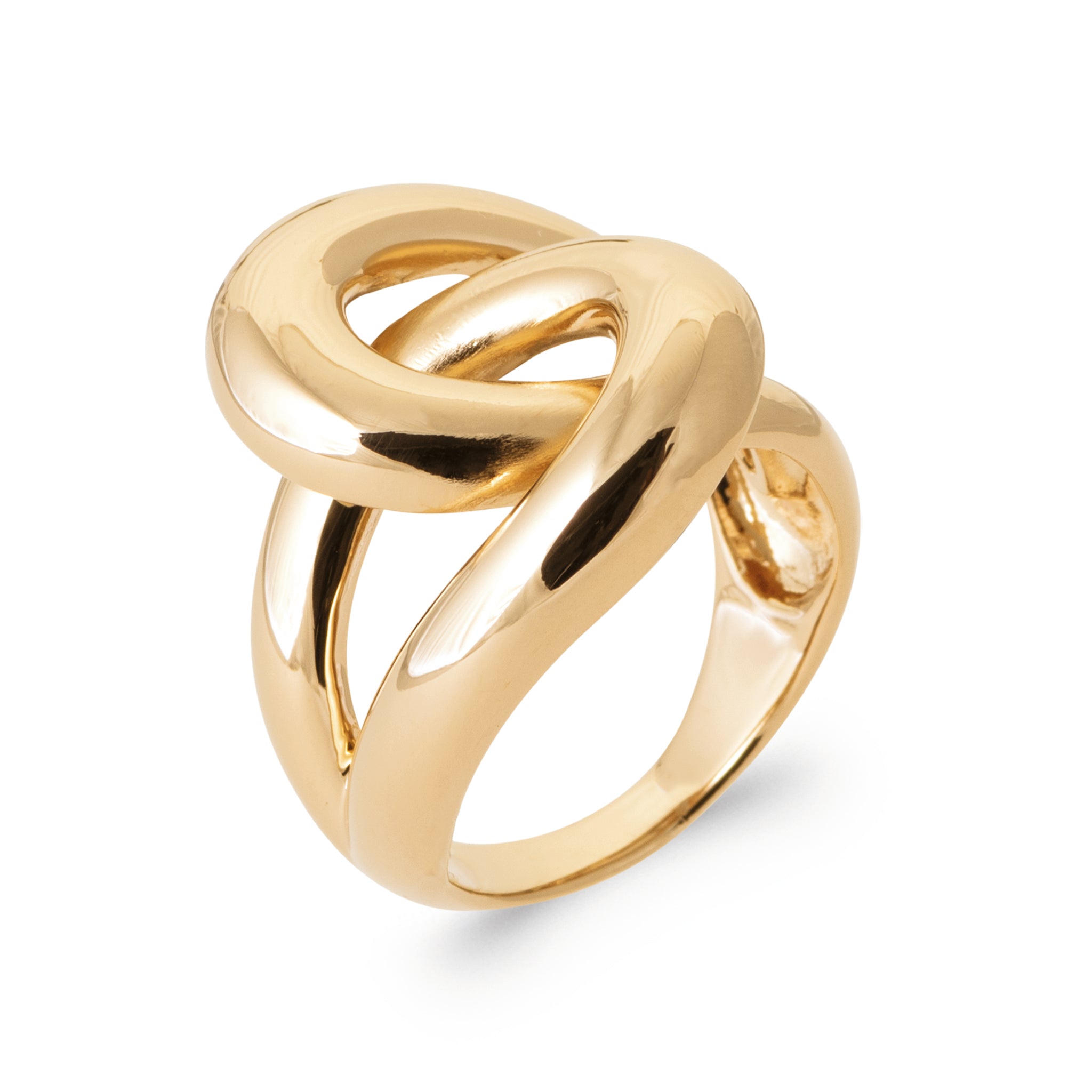 Bague en plaqué or bombée forme noeud
