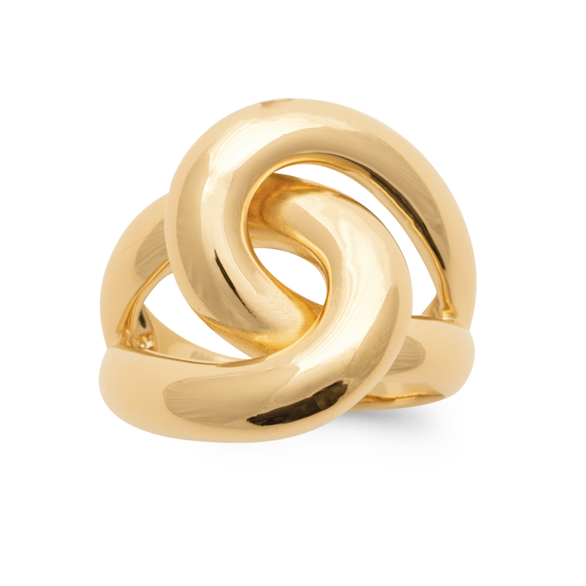 Bague en plaqué or bombée forme noeud