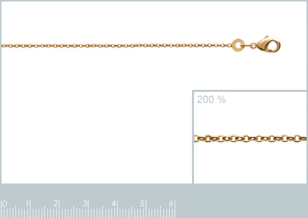 Chaine maille forçat en plaqué or de largeur 1.30 mm et de longueur 60 cm