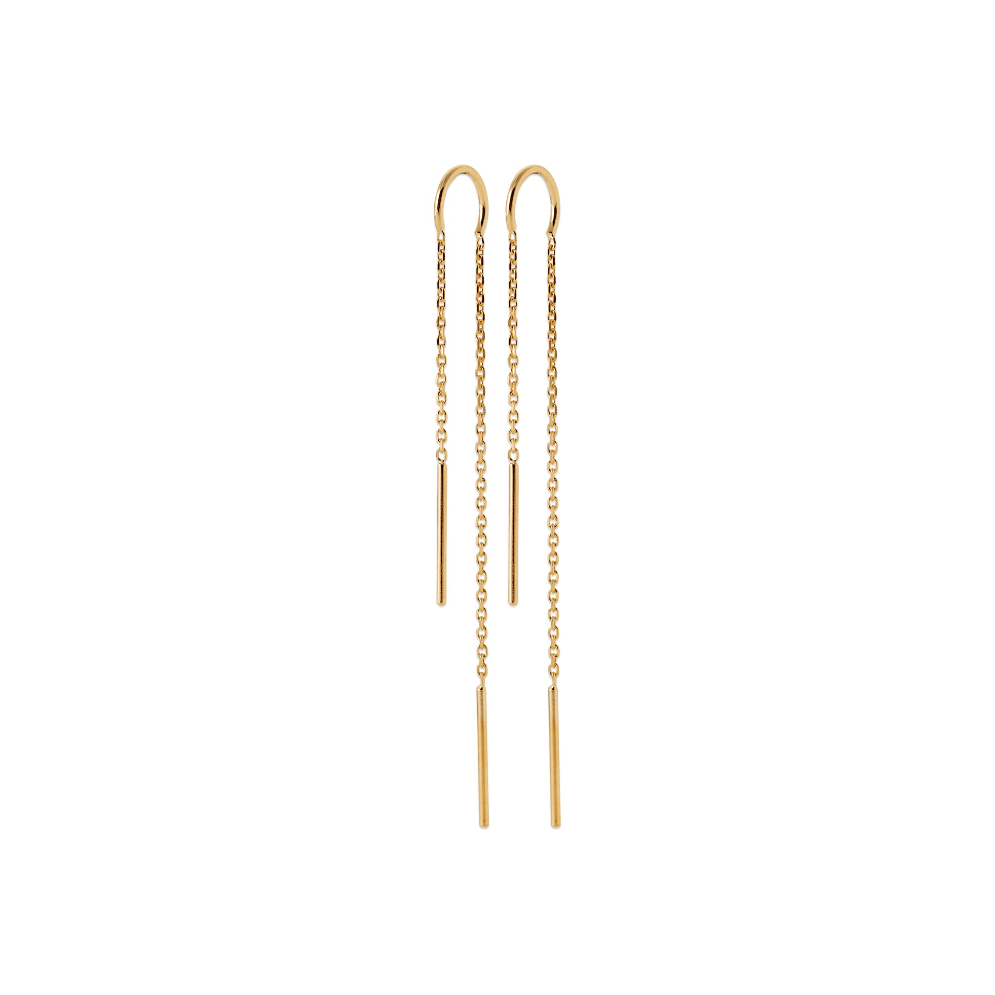 Boucles d'oreilles devant/derrière en plaqué or avec chainettes