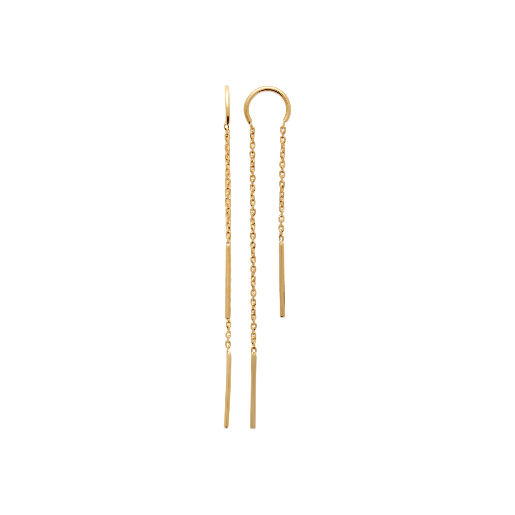 Boucles d'oreilles devant/derrière en plaqué or avec chainettes