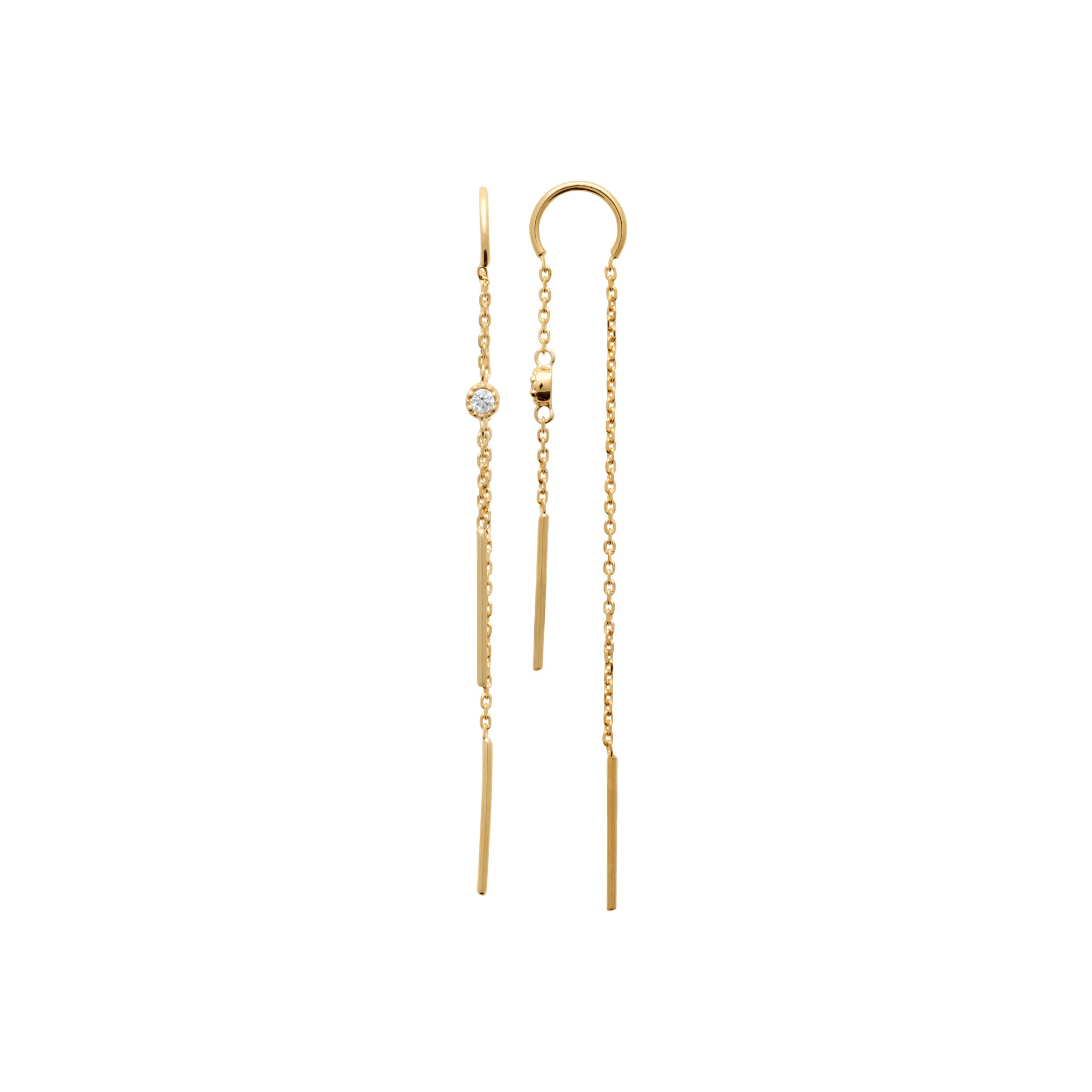 Boucle d'oreilles pendantes avec chaines devant/derrière et OZ