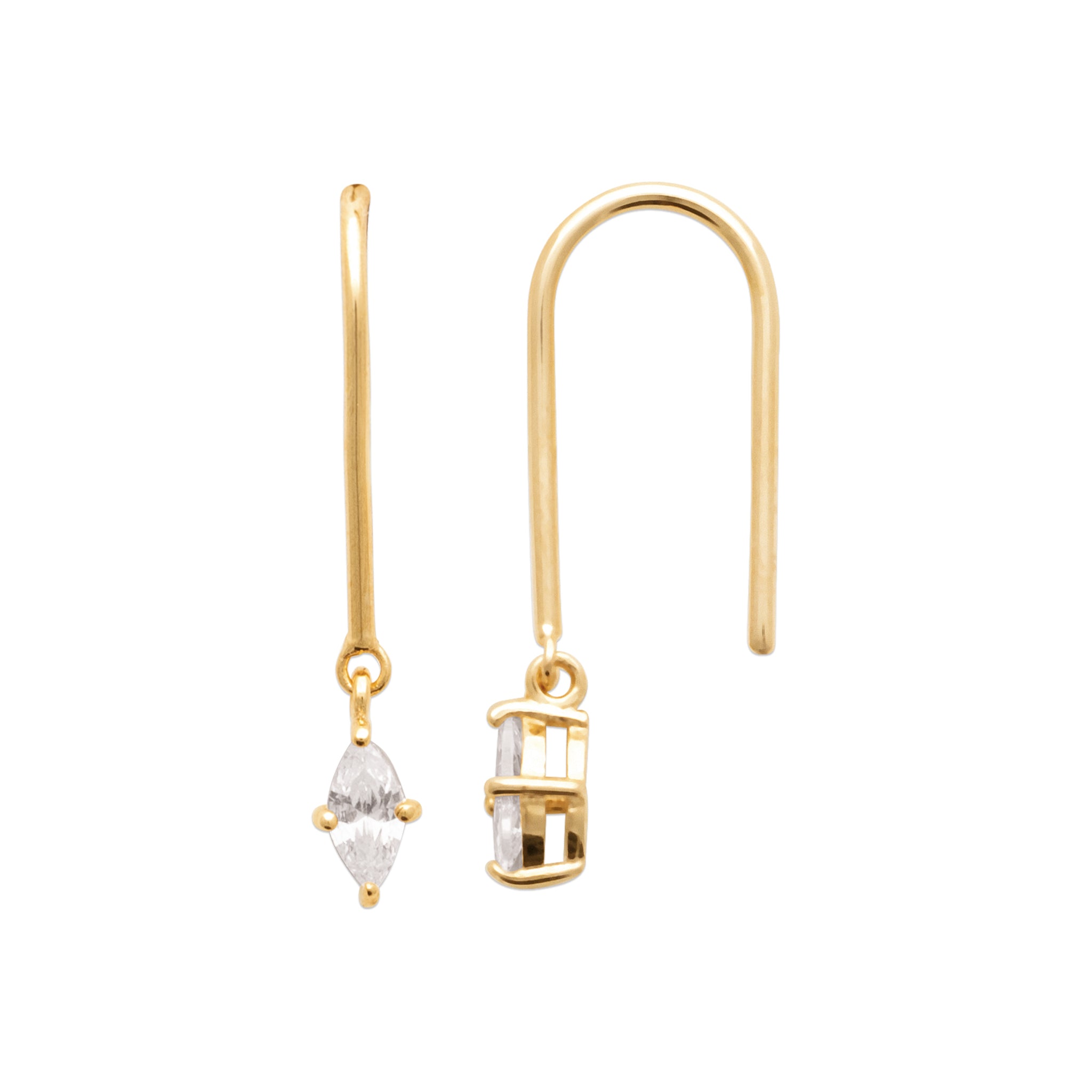 Boucles d'oreilles crochet sans fermoir avec oxydes mobiles de forme losange