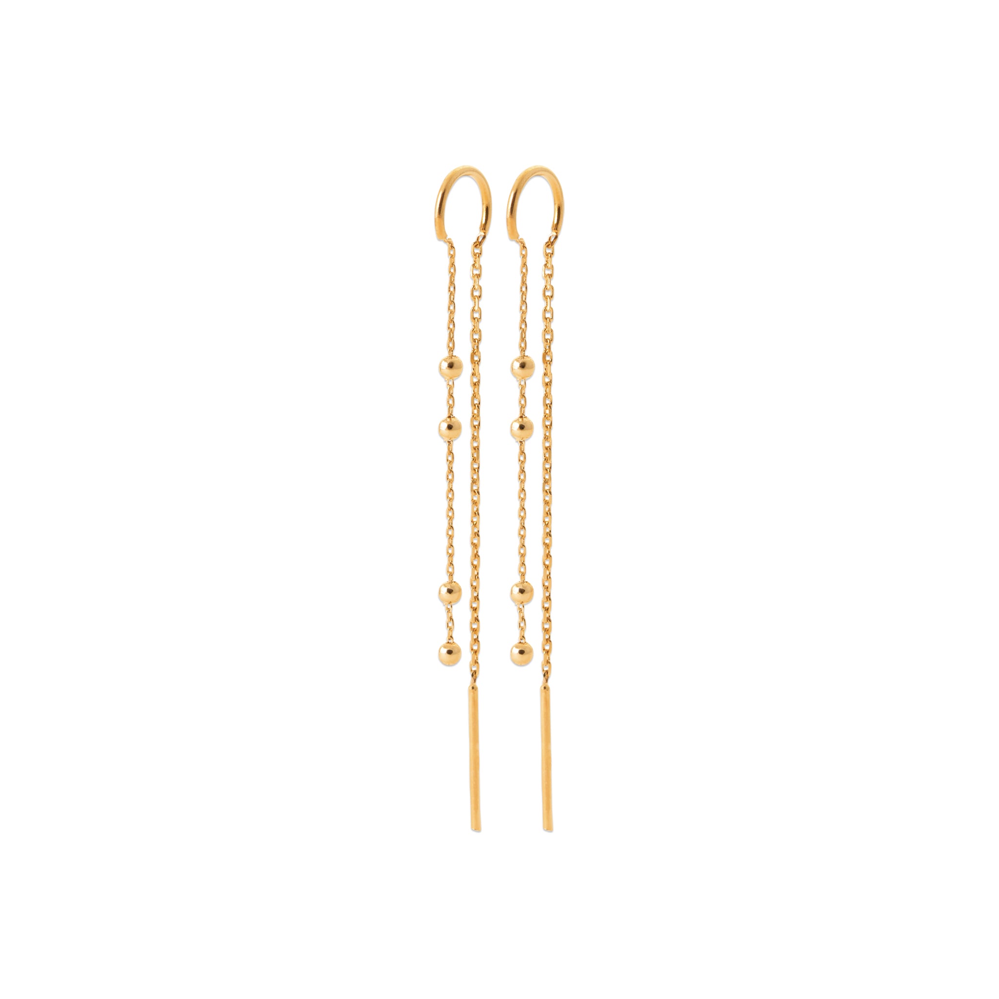 Boucles d'oreilles en plaqué or chainettes devant/derrière parsemées d'oxydes