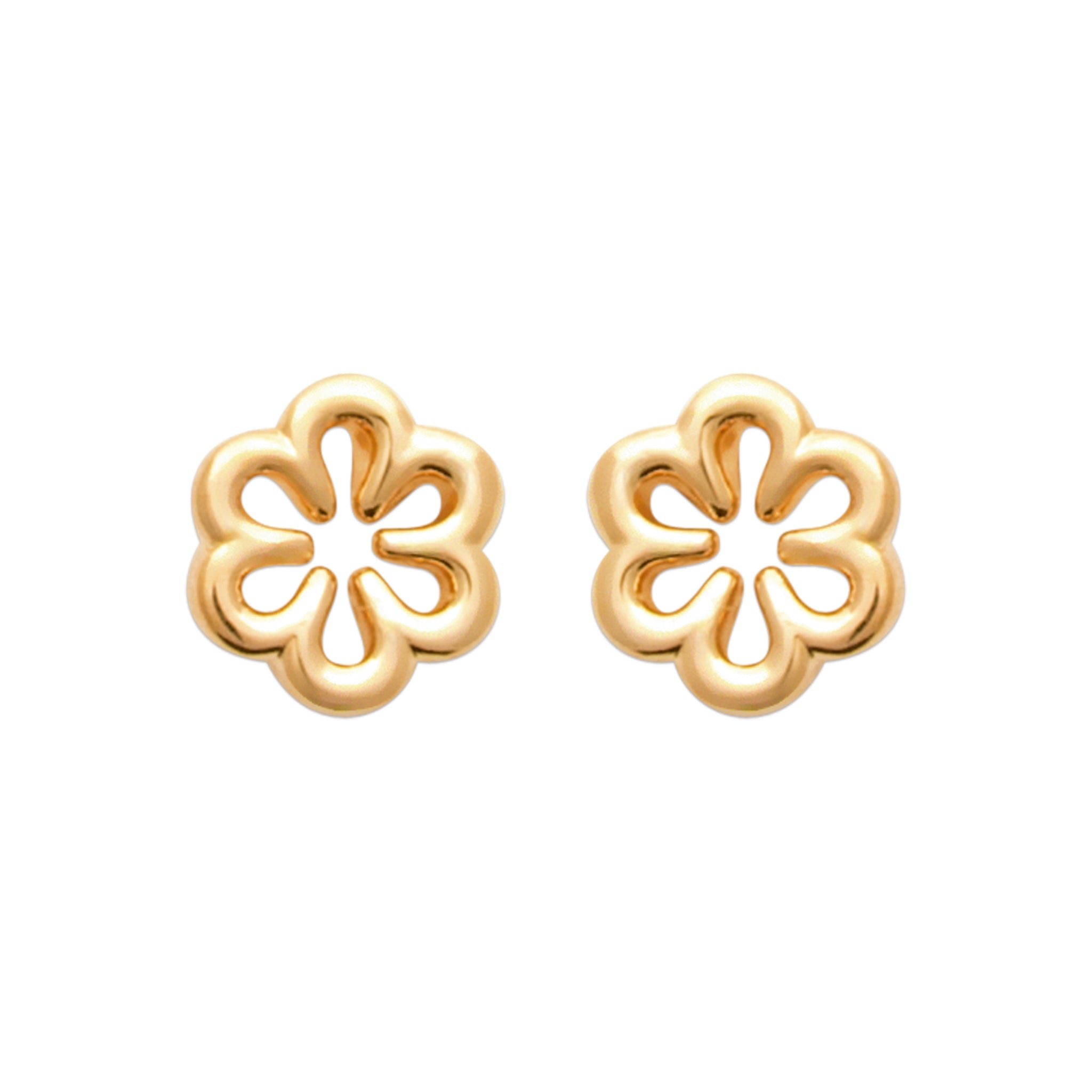 Boucles D'Oreilles En Plaqué Or Petites Fleurs Ajourées