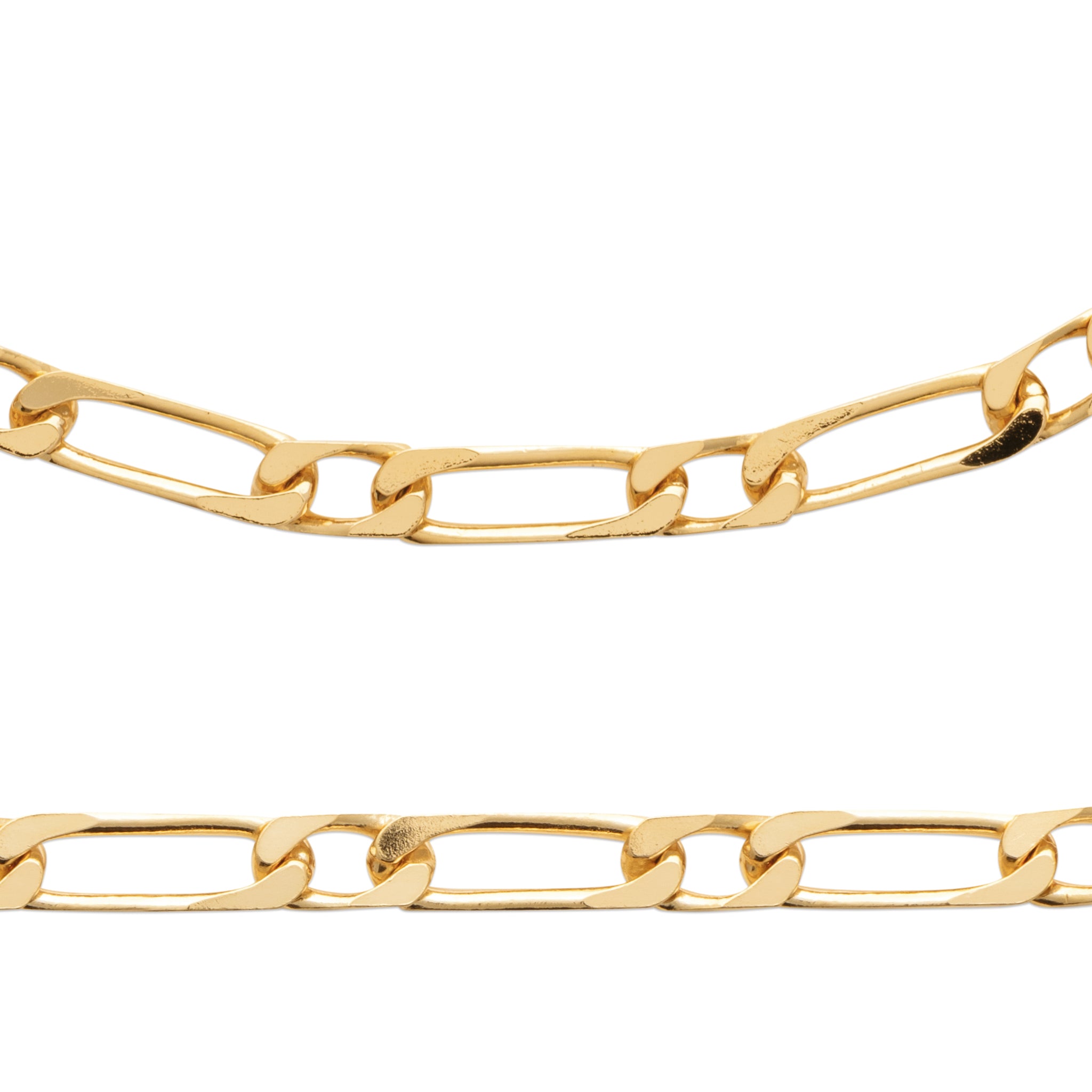 Bracelet en plaqué or maille figaro alternée 1+1 de largeur 4 mm et de longueur 21 cù