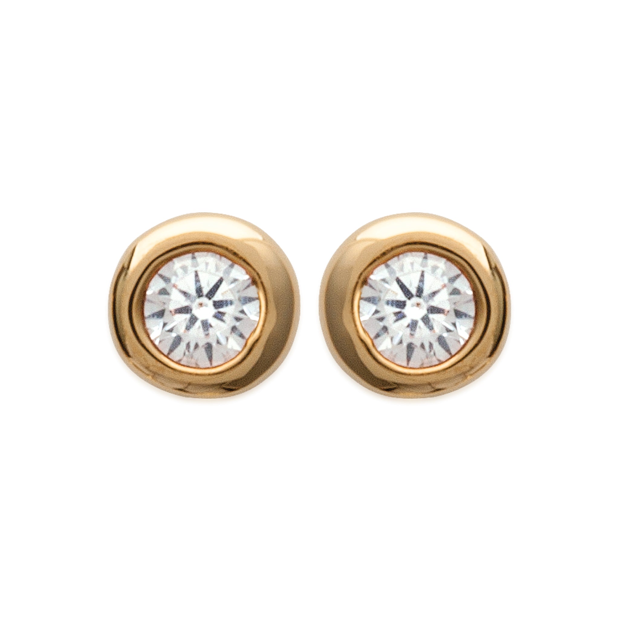 Boucles d'oreille en plaqué or avec oxydes blancs sertis clos de 2 mm