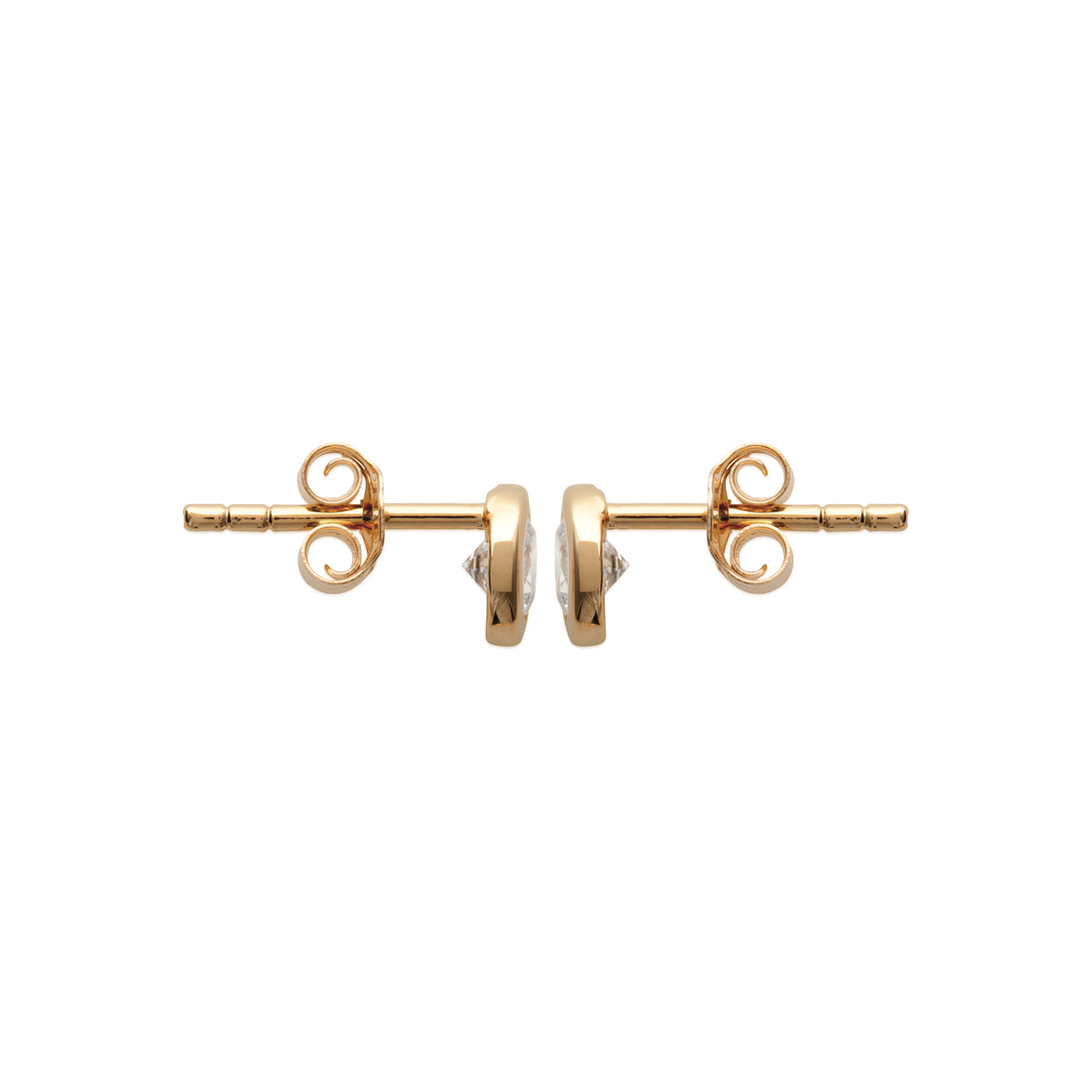 Boucles d'oreille en plaqué or avec oxydes blancs sertis clos de 4 mm