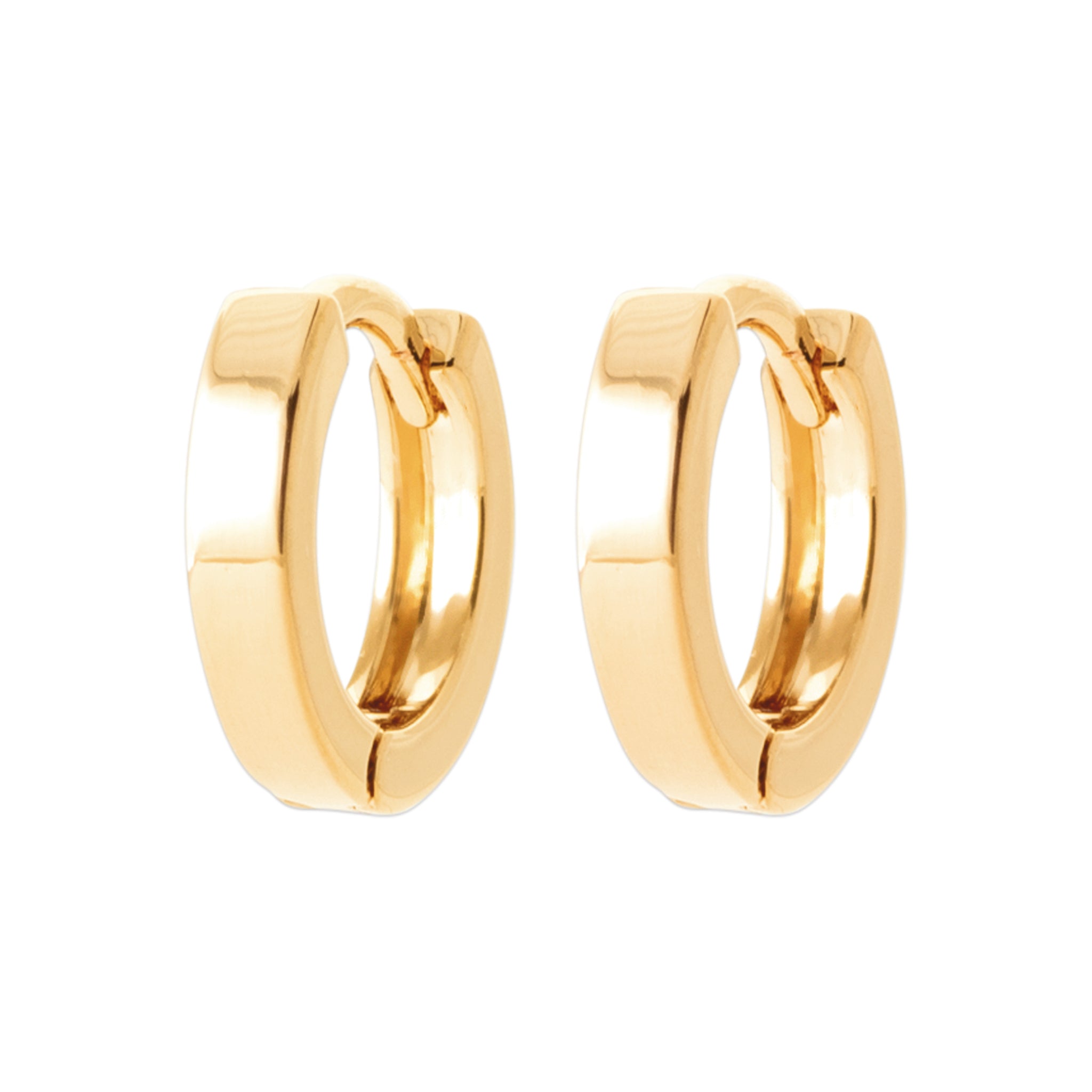 Créoles en plaqué or jaune lisse fil carré 10 mm de diamètre