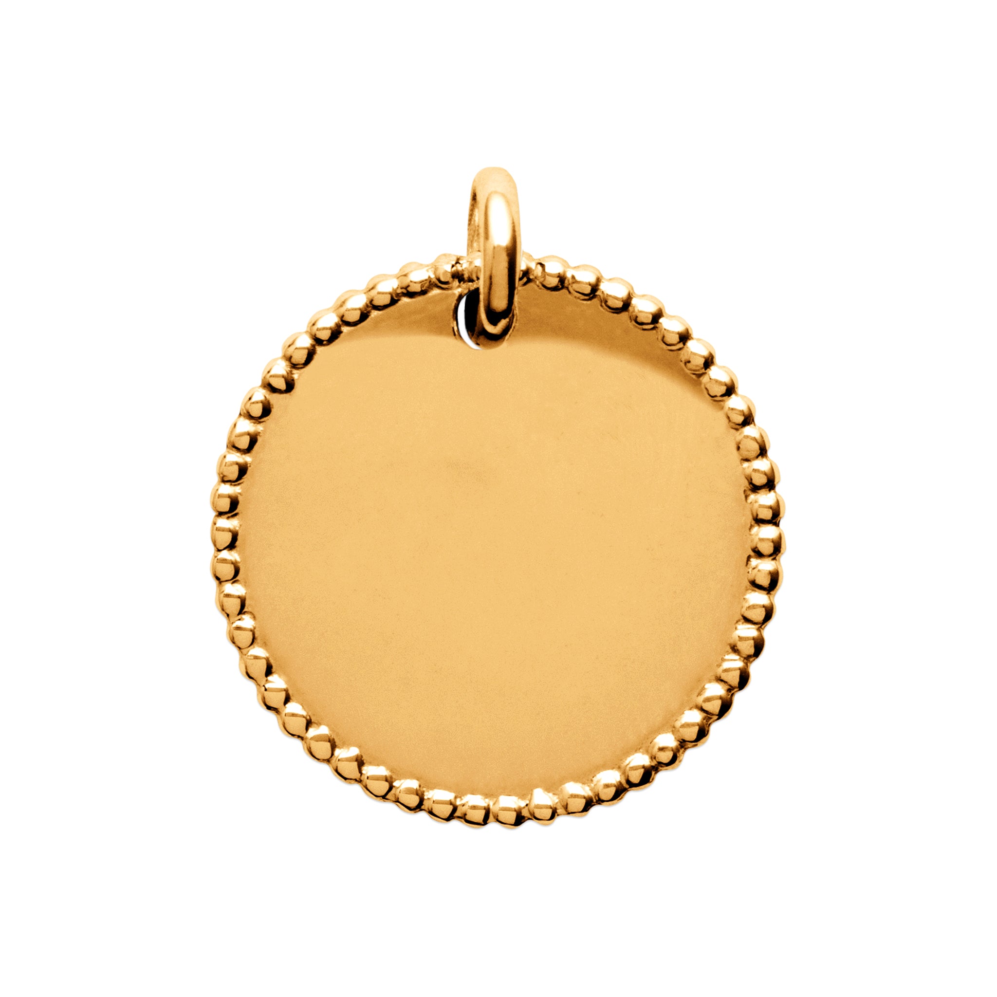 Médaille à Graver en Plaqué Or Ronde Avec Tour Perlé Diamètre 20 mm