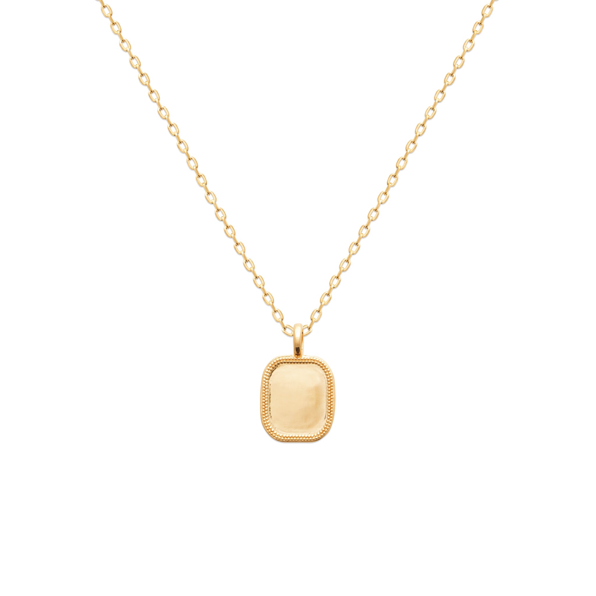 Pendentif Plaqué Or Rectangulaire à Graver avec Bords Perlés