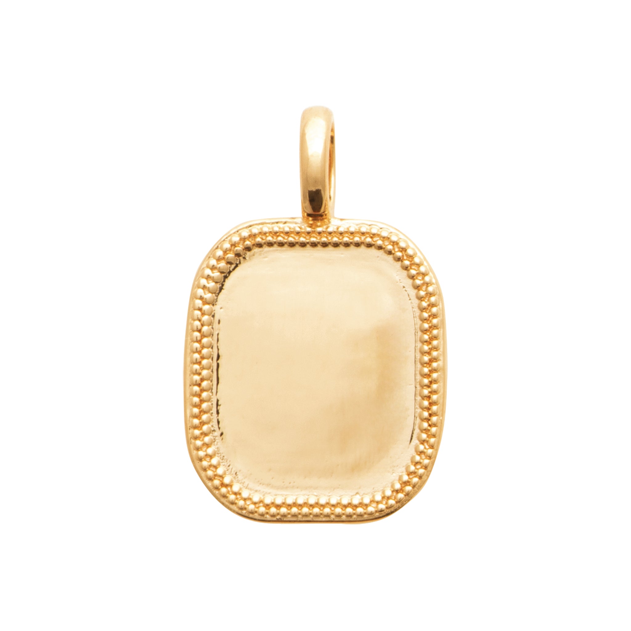 Pendentif Plaqué Or Rectangulaire à Graver avec Bords Perlés