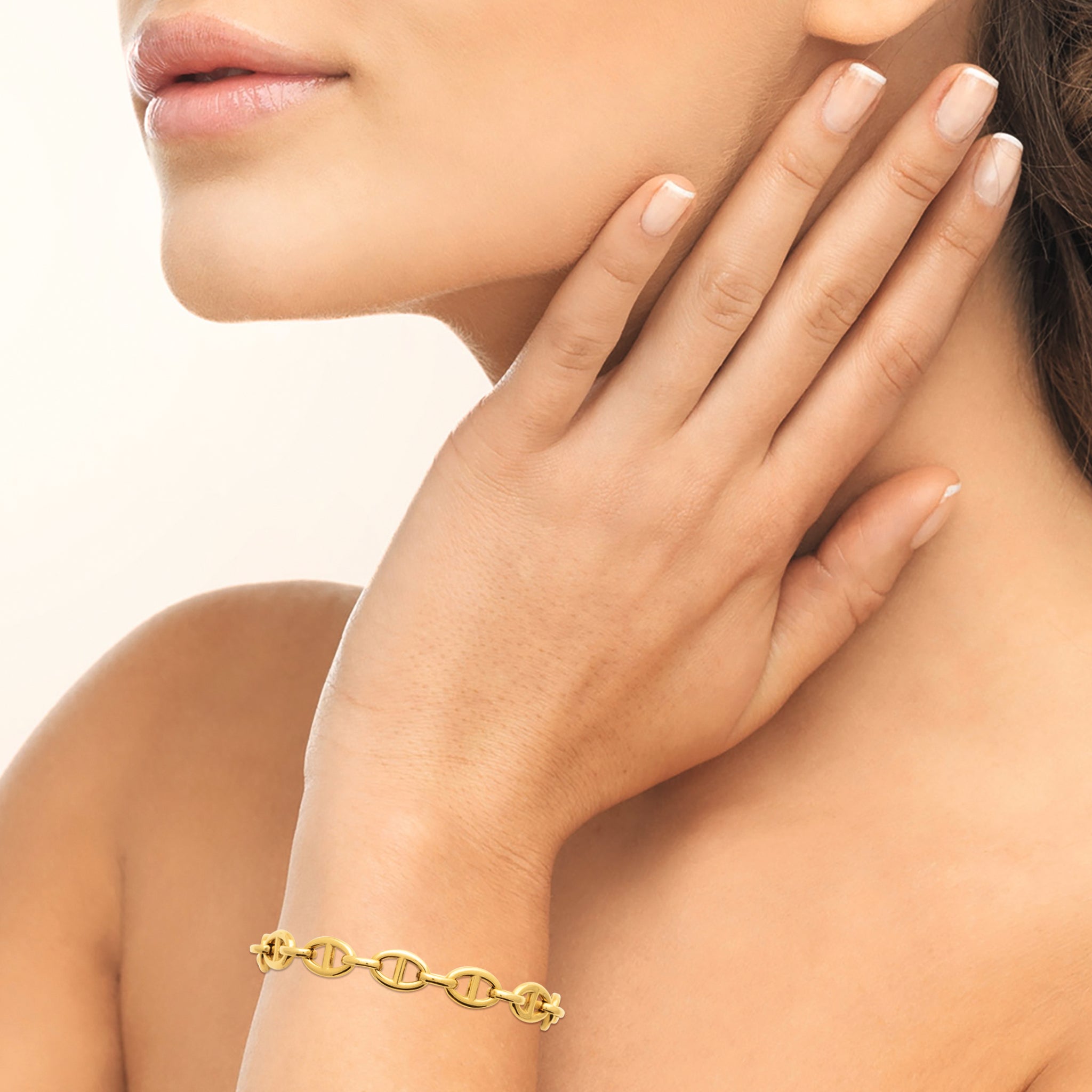 Bracelet en acier doré maille marine, 21 cm de longeur
