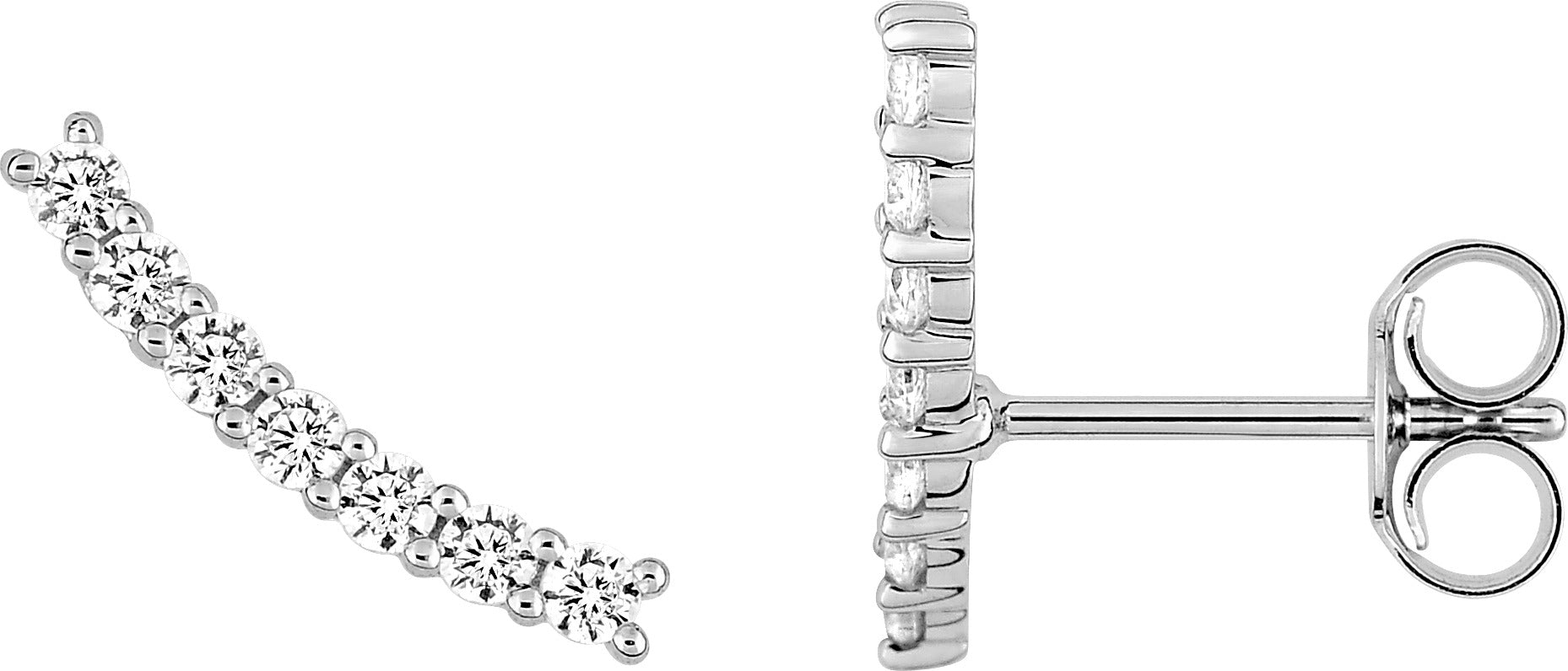 Boucles d'oreille argent rhodié 925/1000 et oxydes de zirconium, barres remontantes