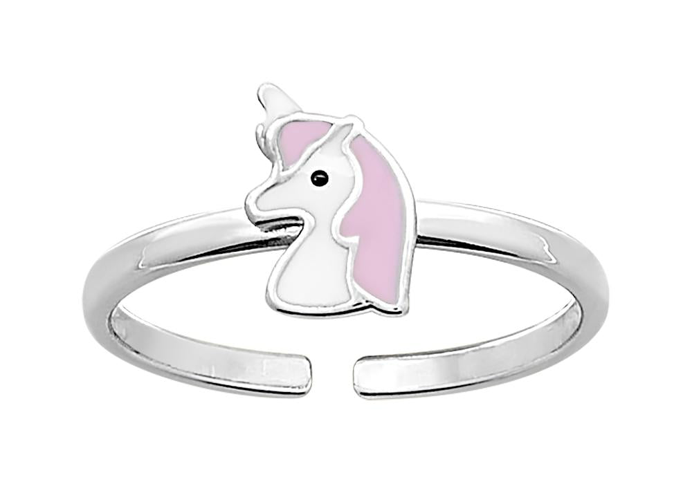 Bague pour enfant argent rhodié 925/1000 ajustable licorne