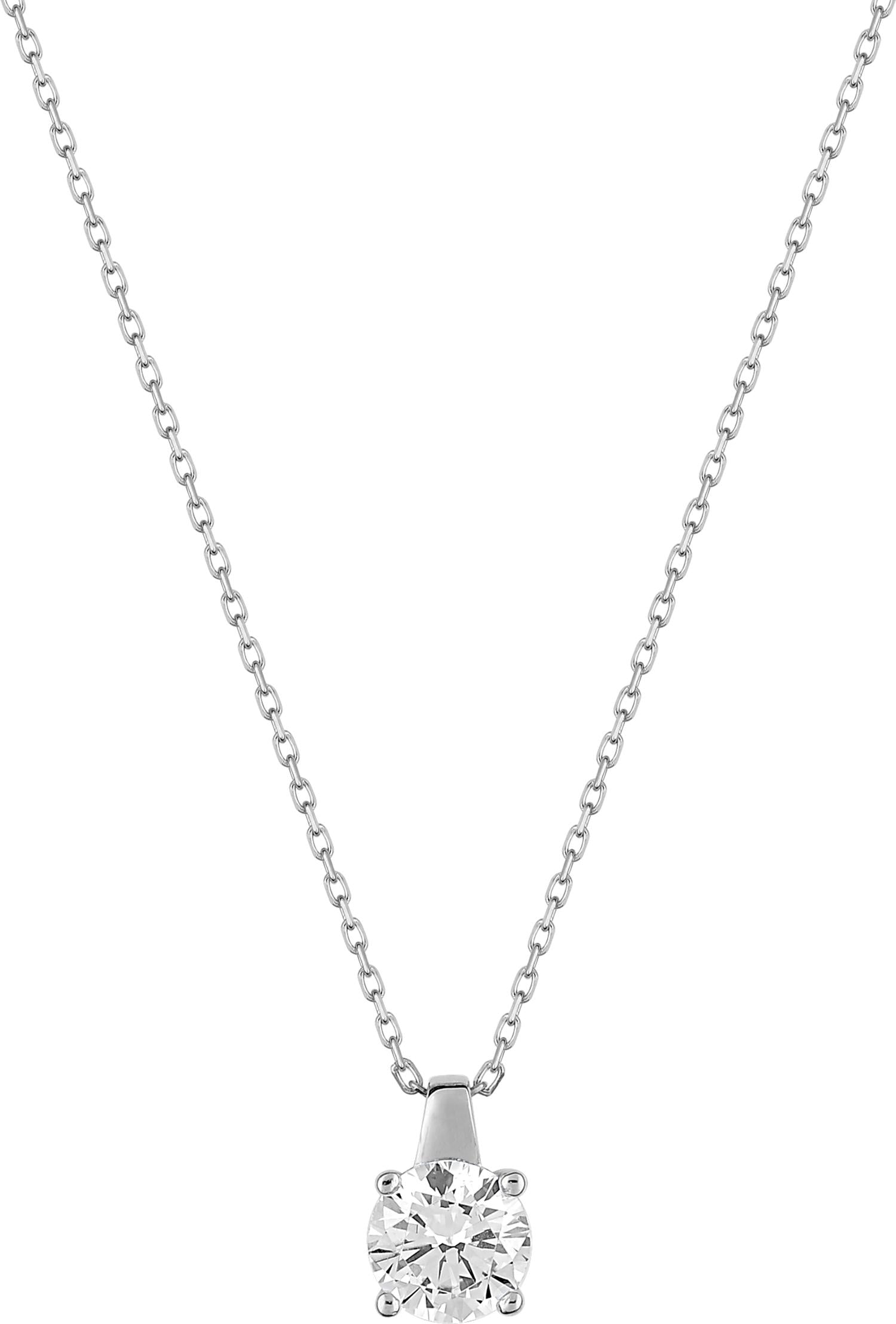 Collier or blanc 375/1000 et oxydes de zirconium serti 4 griffes de 5.5 mm