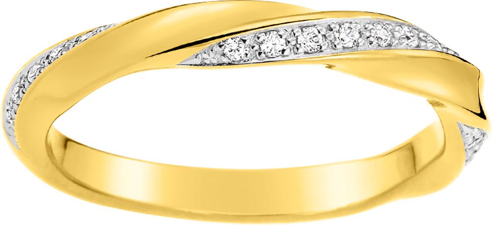 Alliance en or jaune et blanc 750/1000 avec 20 diamants GH-P1 0.10 carats