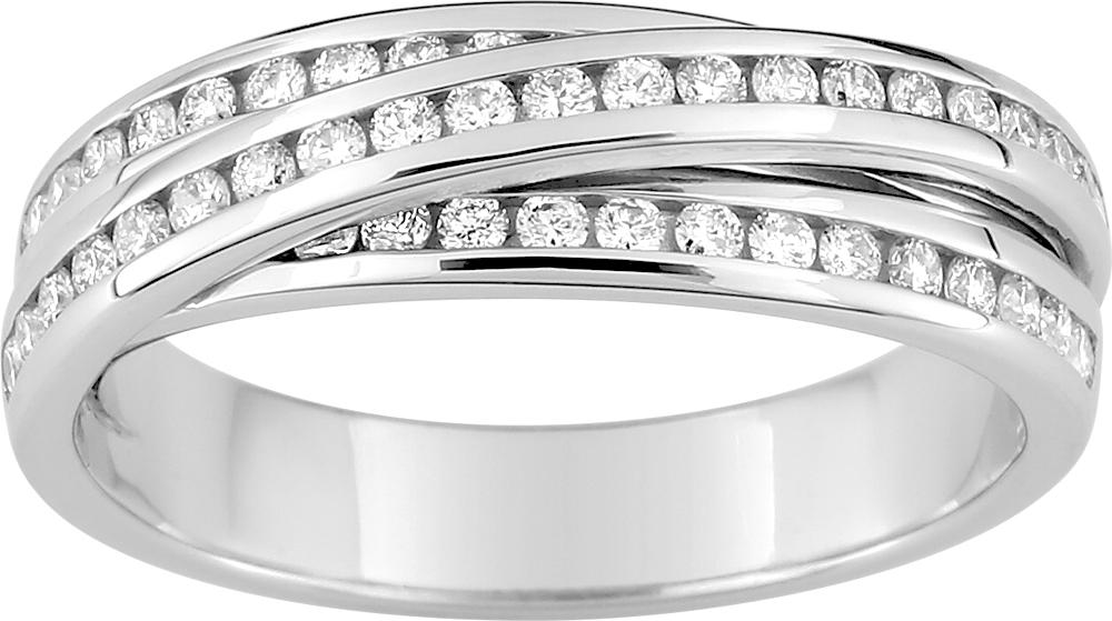 Alliance or blanc 750/1000 croisée diamant GH-P1 0.47 carats