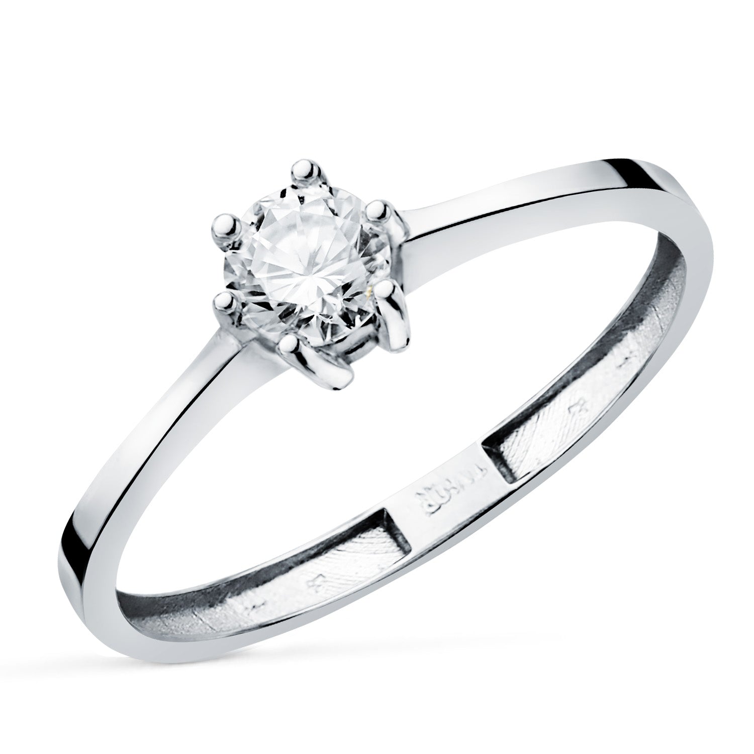 Solitaire diamant de synthèse en or blanc 18K