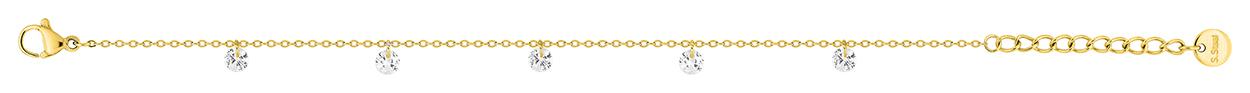Bracelet en acier doré longueur 16+3 cm avec pampilles en cristal blanc
