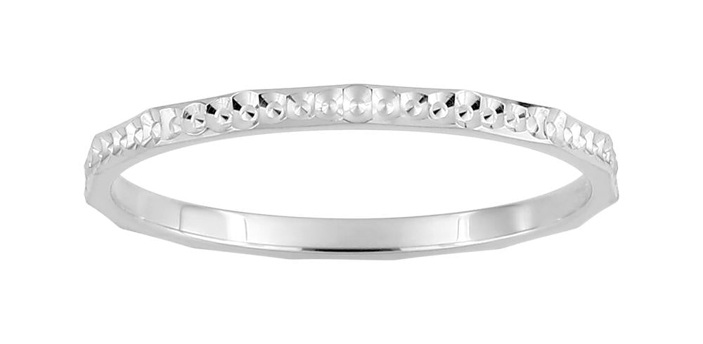 Alliance en or blanc 750/1000 avec motif diamanté, largeur de 1.5 mm