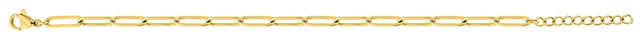 Bracelet en acier doré maillons rectangulaires  de longueur 16 + 3 cm