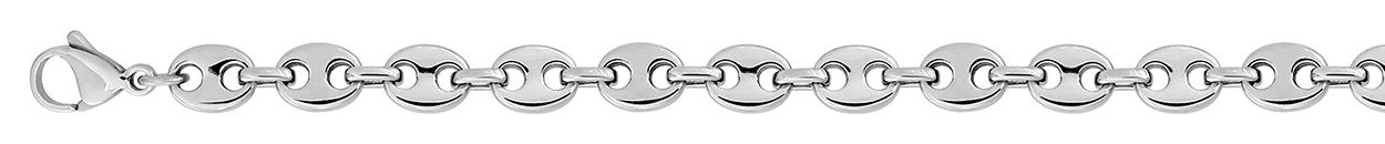 Collier en acier maille grain de café de largeur 7 mm et de longueur 55 cm