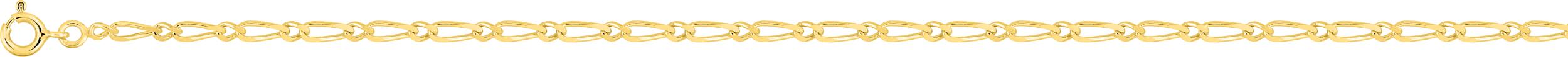 Chaine or jaune 750/1000 maille alternée 1+1 longueur 50 cm  poids théorique 8.30 g
