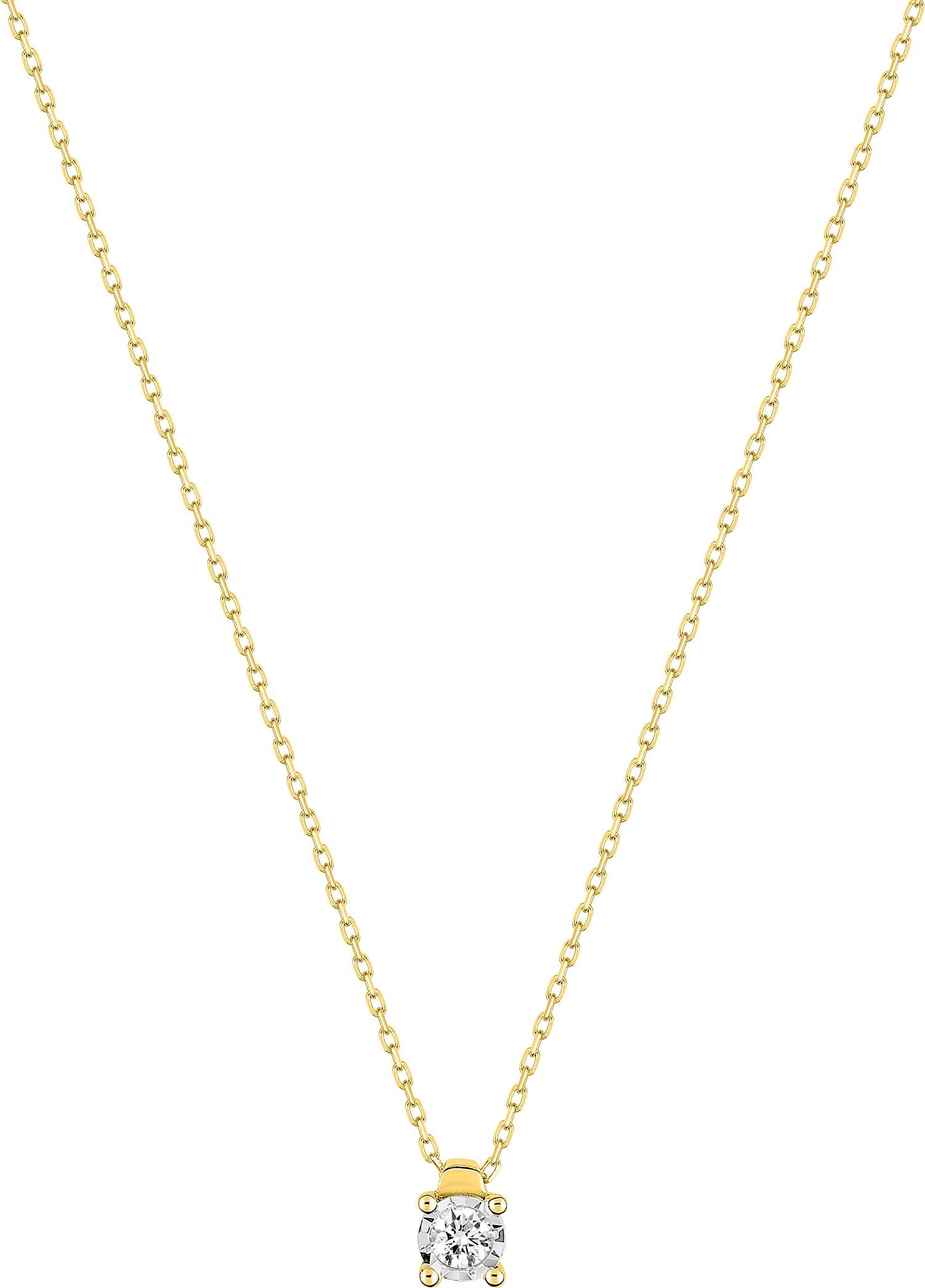 Collier en or jaune 375/1000 avec diamant serti quatre griffes GH-P2 0.08 carats