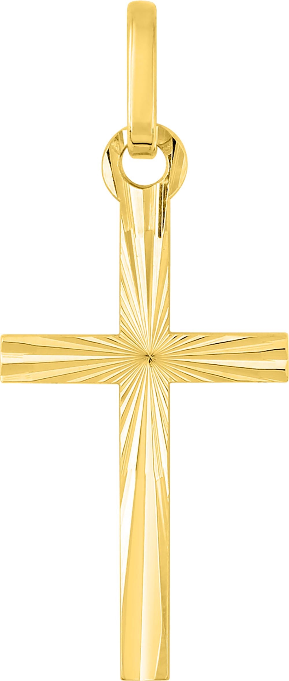 Pendentif en or jaune 375M croix lapidée
