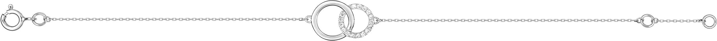 Bracelet en or blanc 375/1000 avec deux cercles dont l'un serti d'oxydes de zirconium