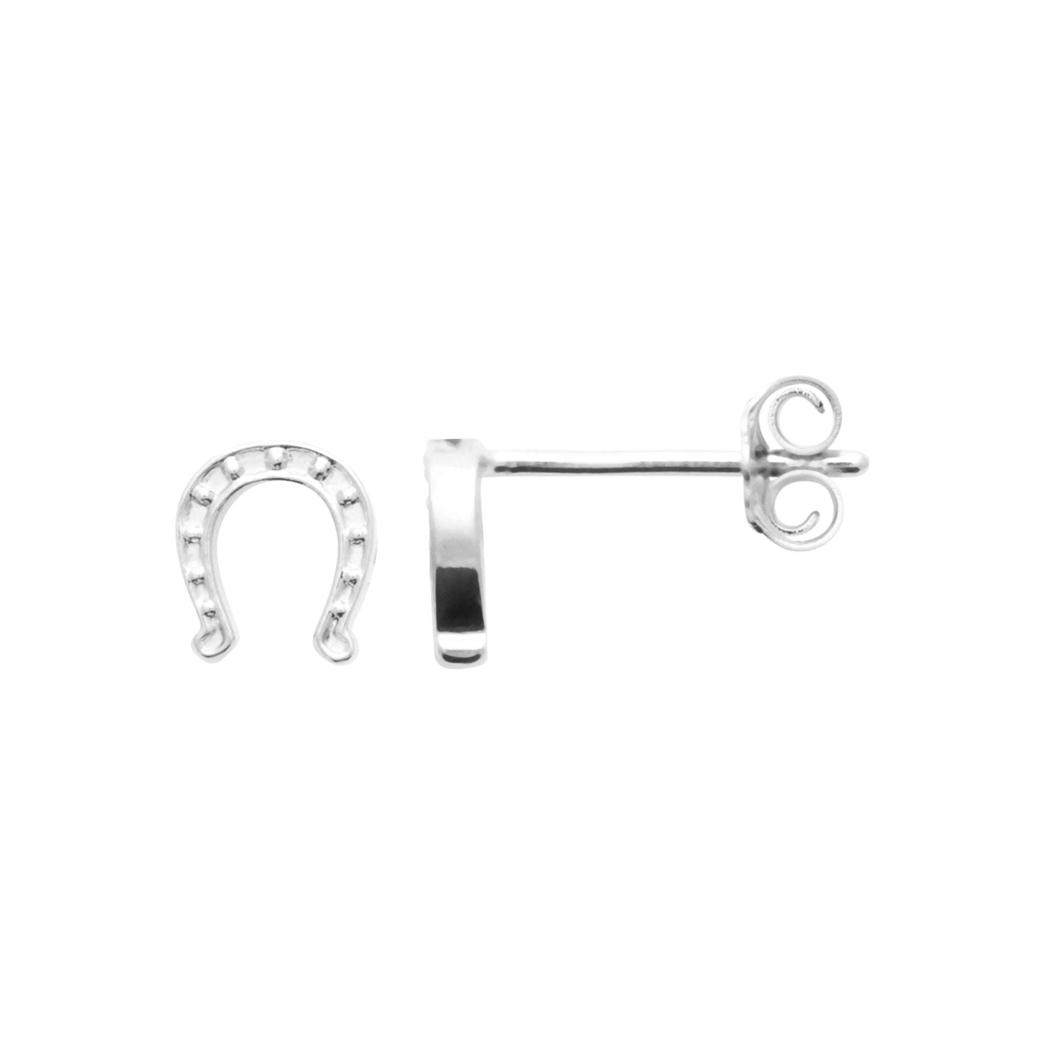 Boucles d'oreilles en argent rhodié fer à cheval porte bonheur