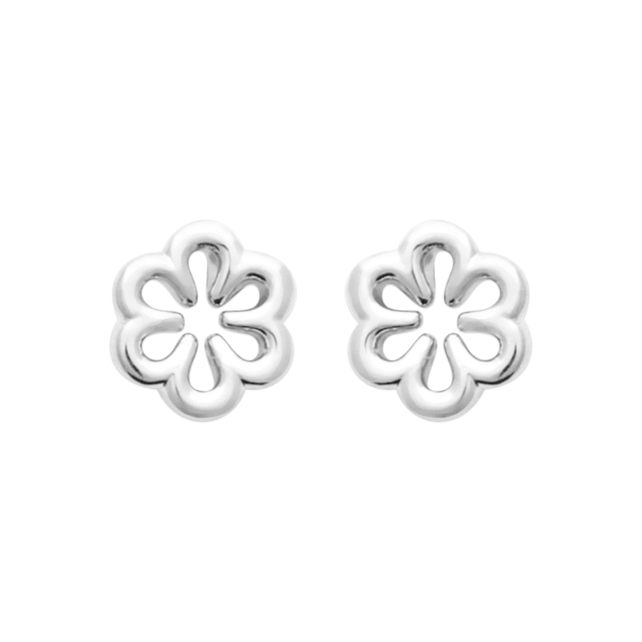 Boucles d'oreilles en argent rhodié petites fleurs ajourées