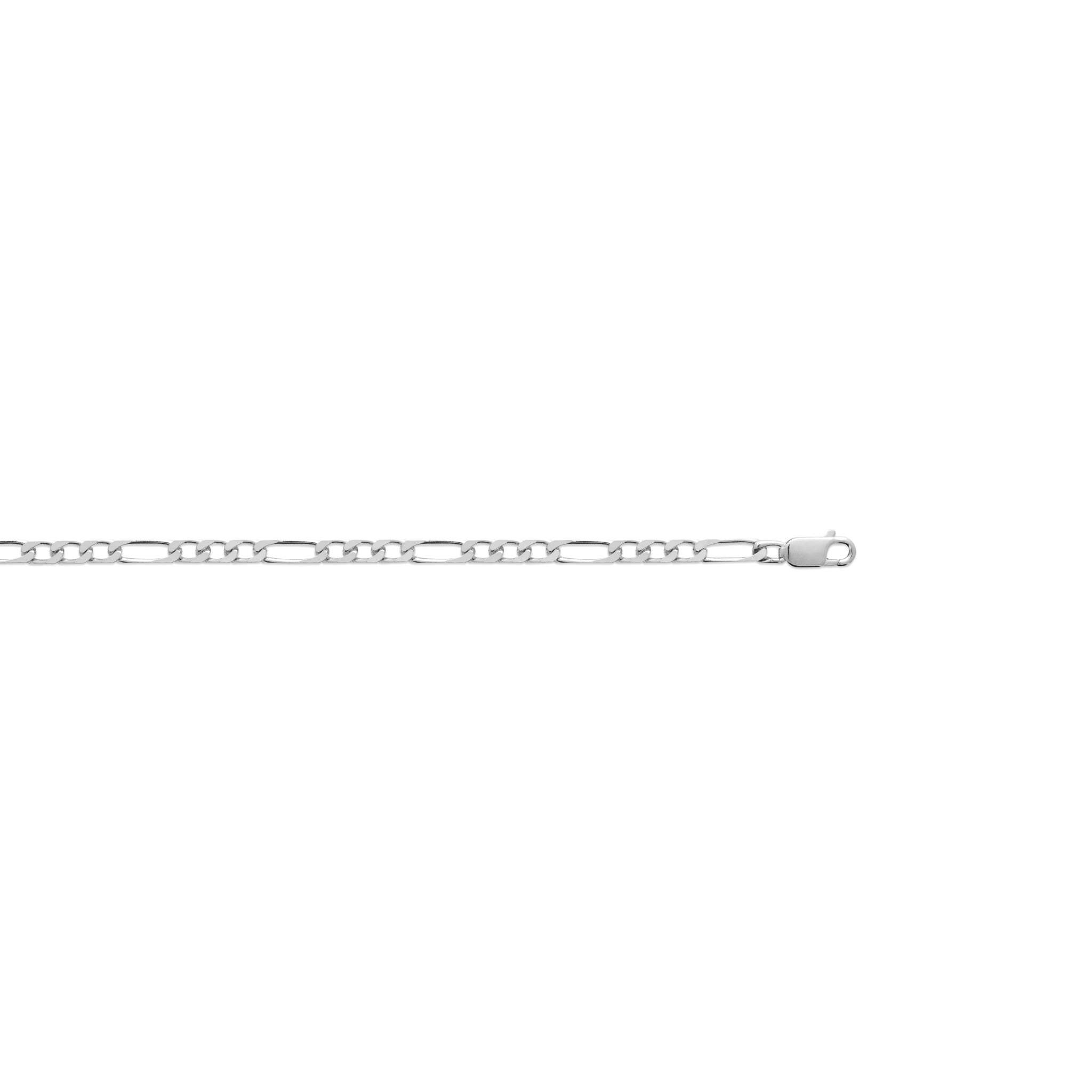 Bracelet en argent rhodié maille figaro 1+3 de largeur 4 mm et de longueur 21 cm