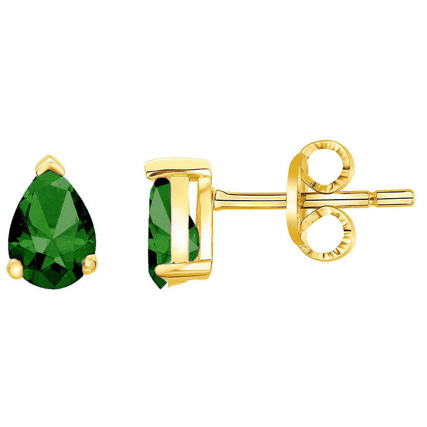 Boucles d'oreilles en plaqué or avec oxydes vert foncé de forme poire