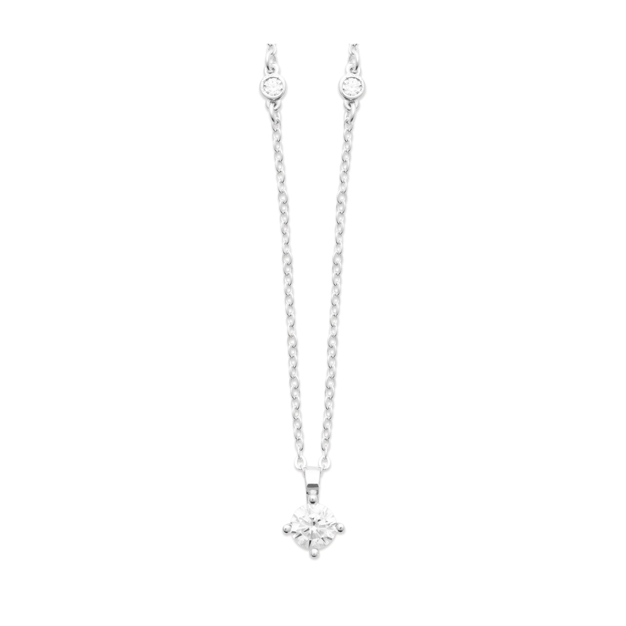 Collier Argent Rhodié Avec OZ Losange Et 2 OZ Clos Sur La Chaîne