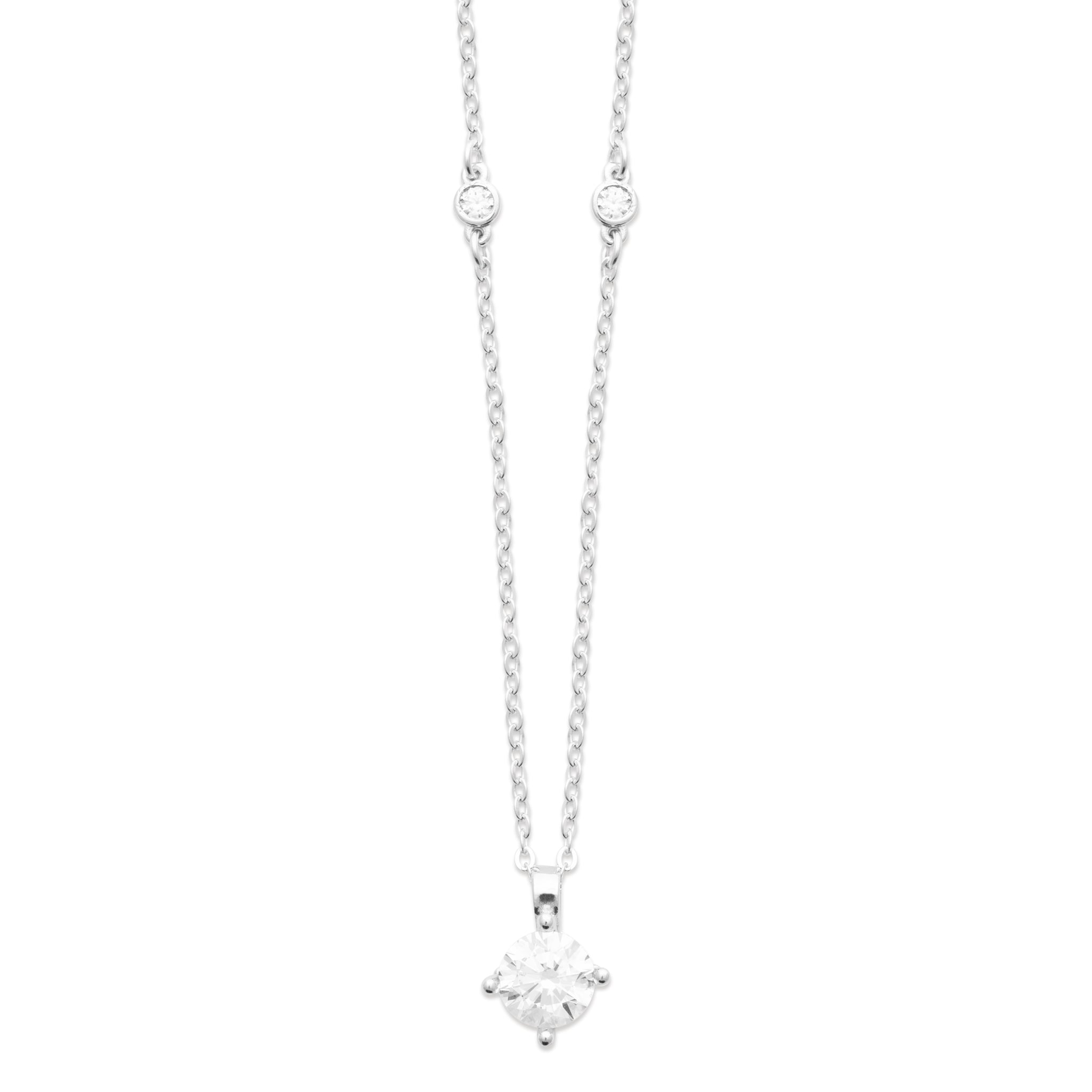 Collier Argent Rhodié Avec Losange OZ Et Deux OZ Clos Sur La Chaîne