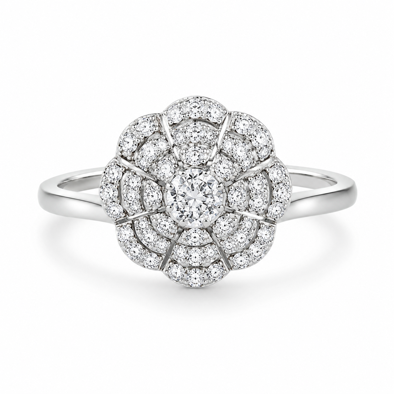 Bague Or Blanc 750 Diamants GH SI 0.60 Carats Forme Ronde