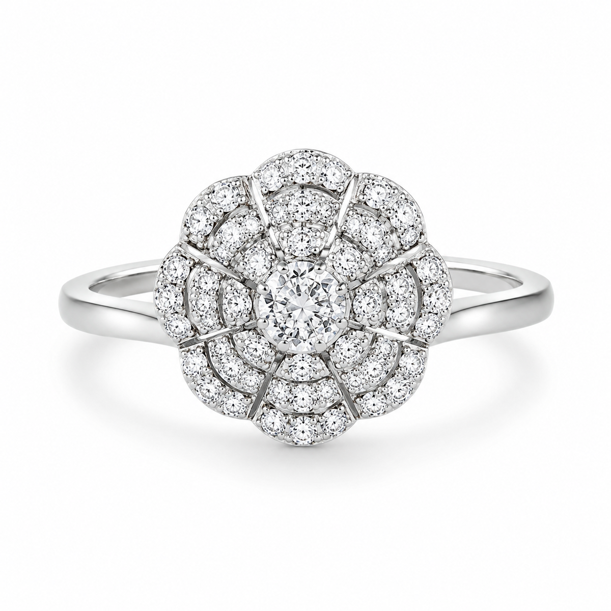 Bague Or Blanc 750 Diamants GH SI 0.60 Carats Forme Ronde