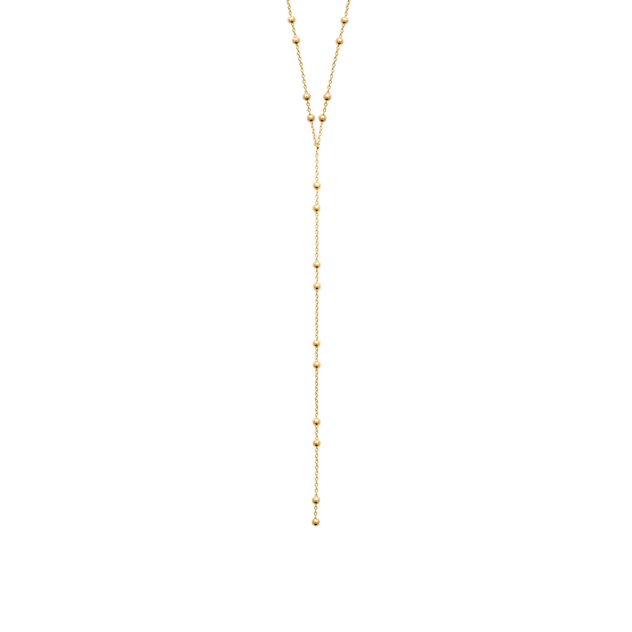 Collier en plaqué or de forme Y avec chaine à petites billes