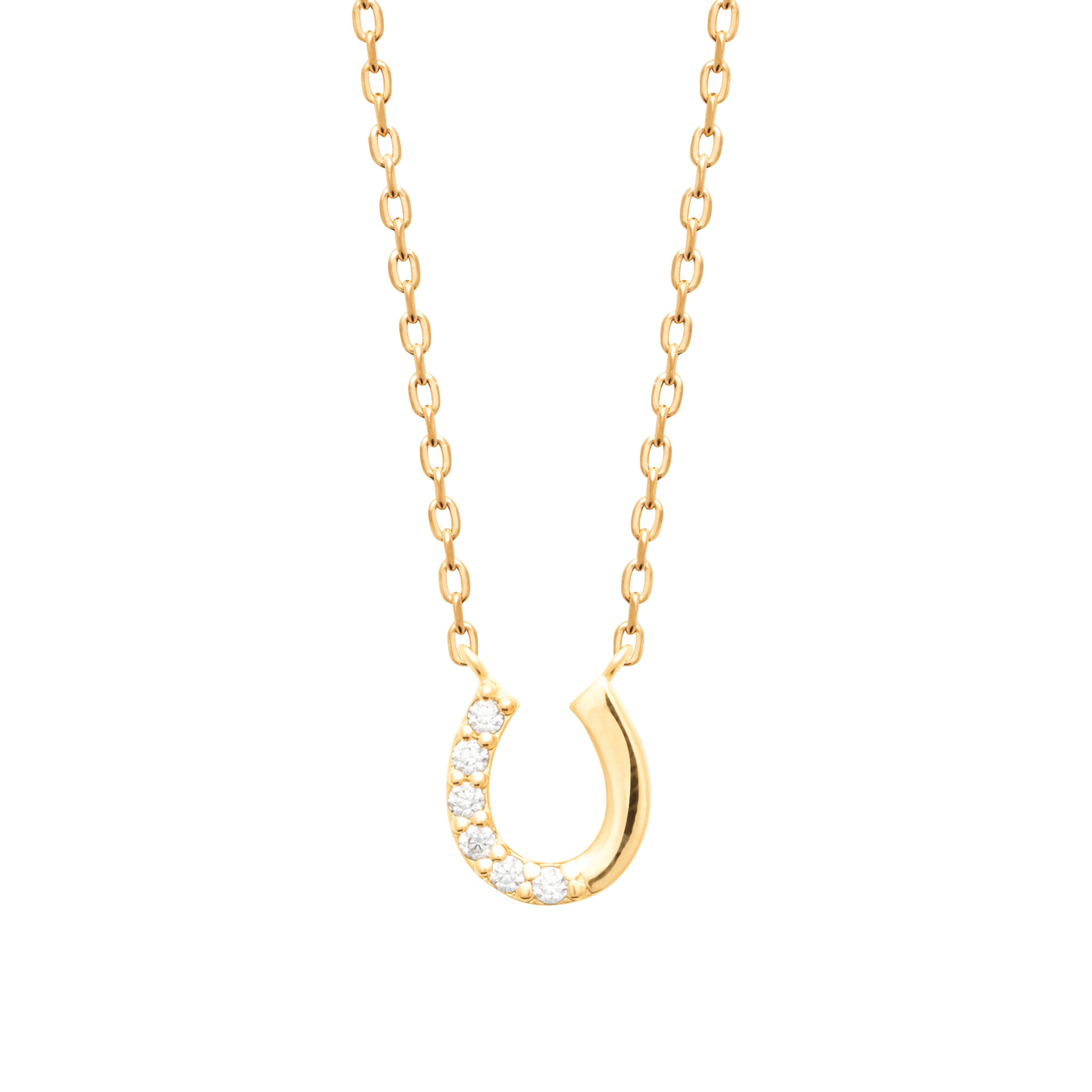 Collier Plaqué Or Jaune Fer À Cheval Pavage Oxydes Zirconium