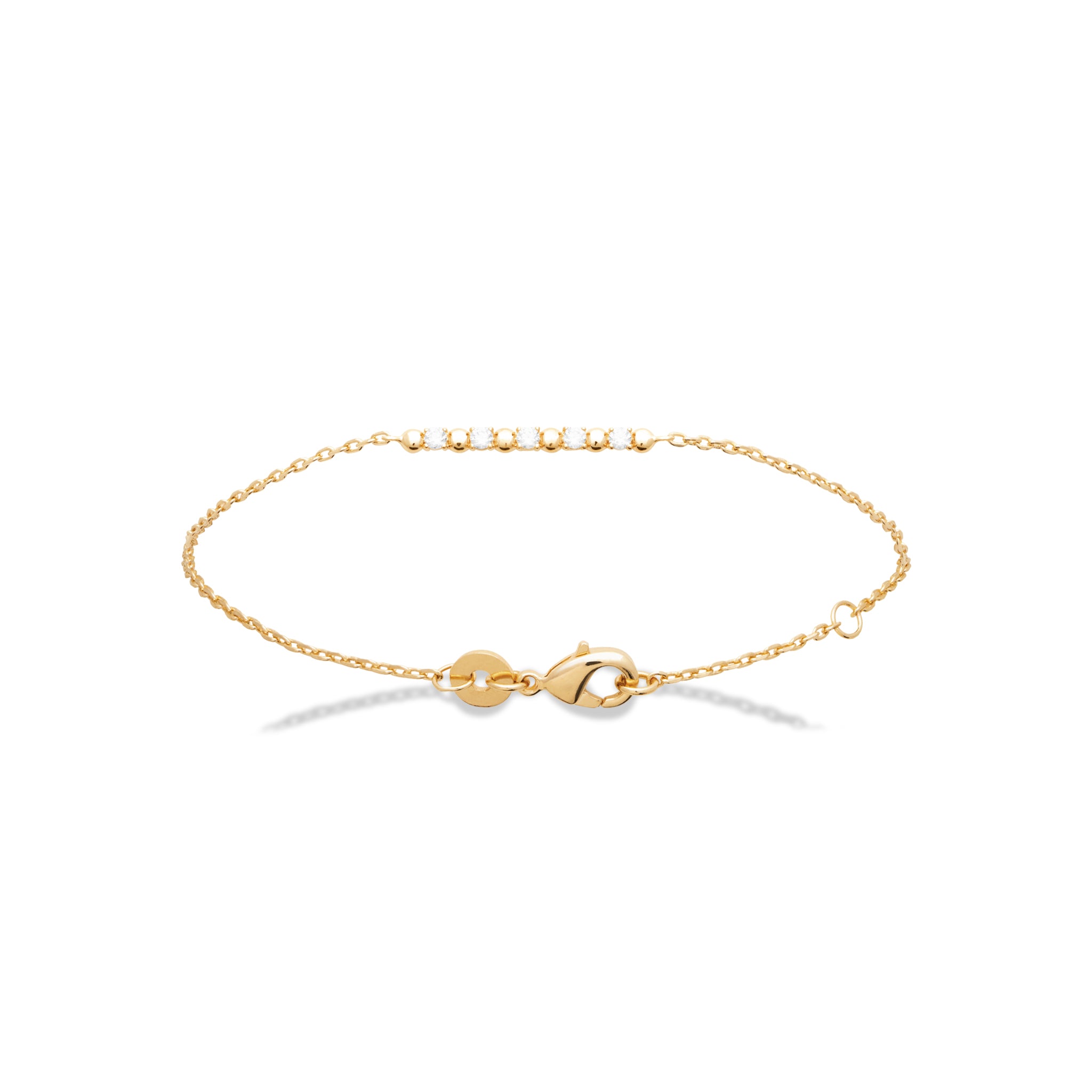 Bracelet en plaqué or avec barre d'oxydes blancs
