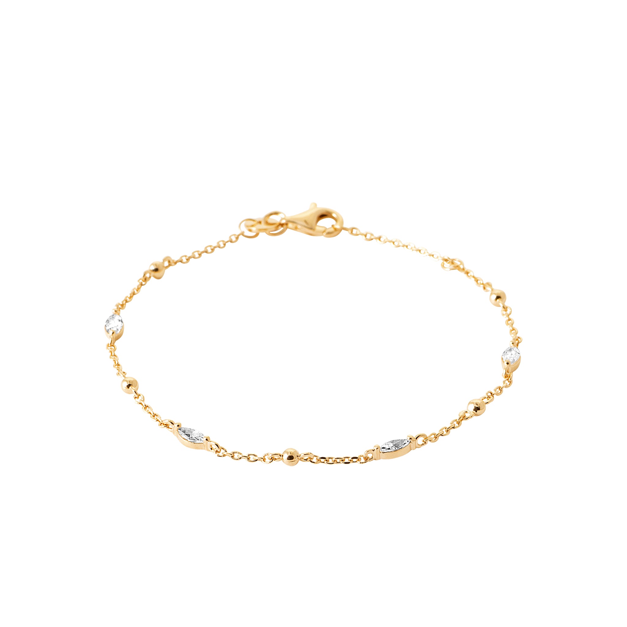 Bracelet en plaqué or avec OZ navettes de longueur18 cm