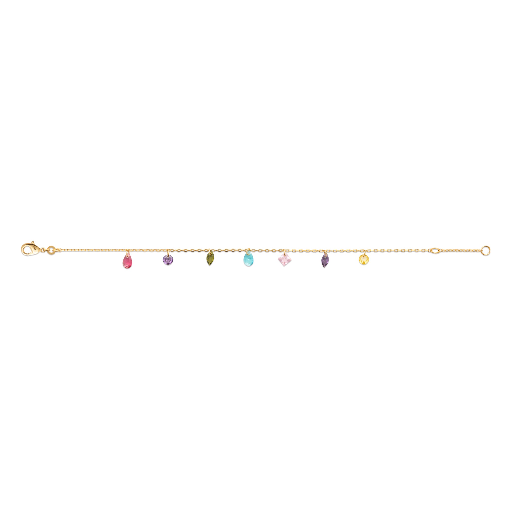 Bracelet Plaqué Or Jaune Avec OZ Multicolores Formes Variées