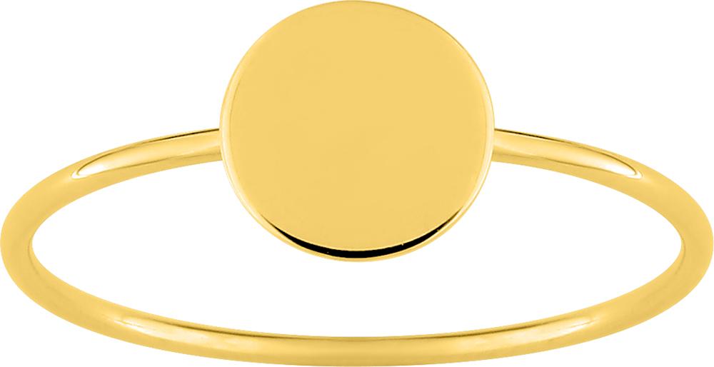 Bague en or jaune 375/1000 avec plateau rond à graver