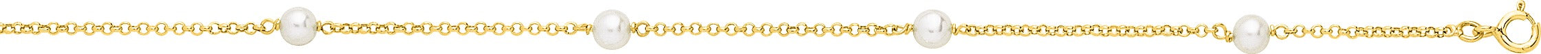 Bracelet or jaune 375/1000 et perles de cultures 4.5 mm