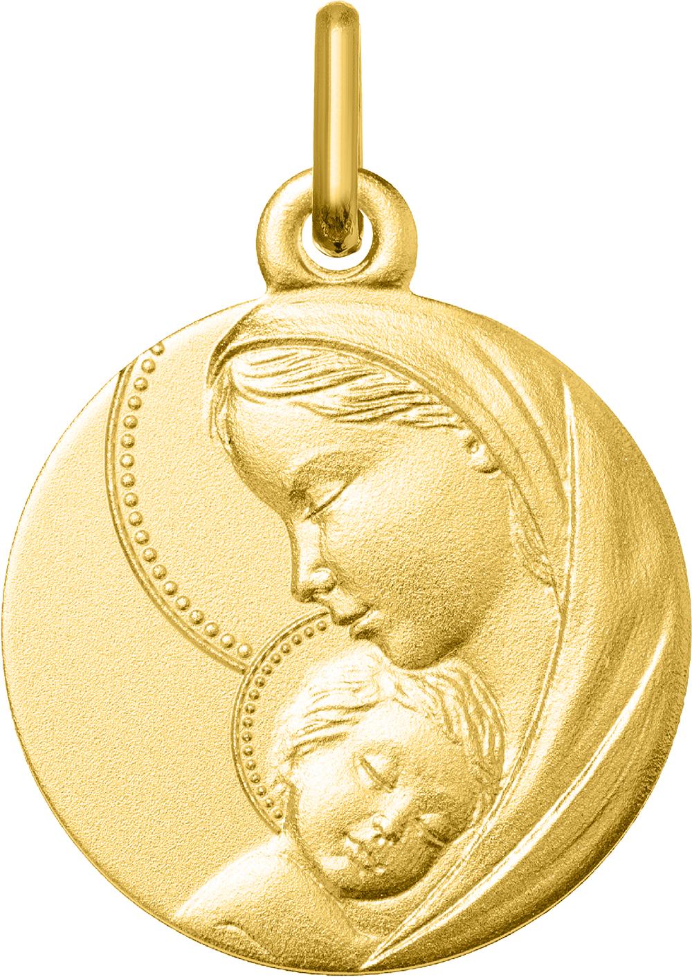Médaille en or jaune 375/1000 Vierge à l'enfant à graver