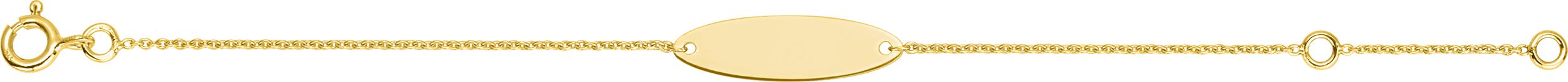 Identité Bébé Or Jaune 375 Bracelet Plaque Ovale 14 cm