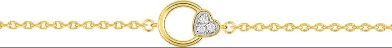 Bracelet plaqué or jaune cercle et coeur en oxyde de zirconium