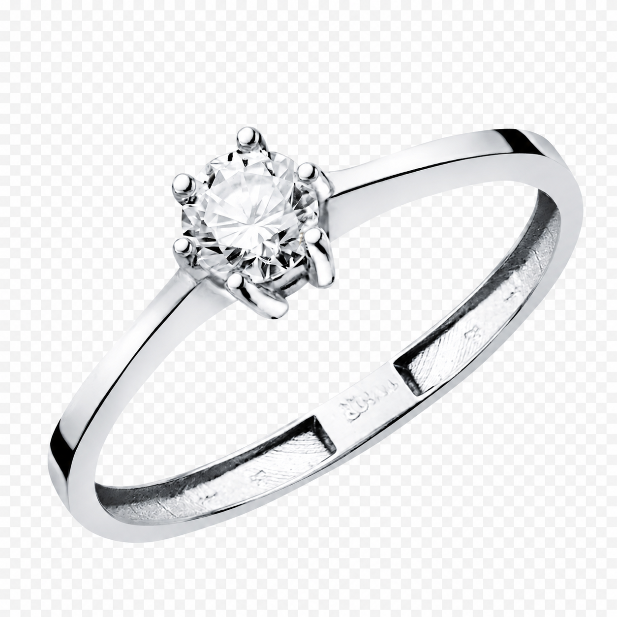 Solitaire diamant de synthèse en or blanc 18K